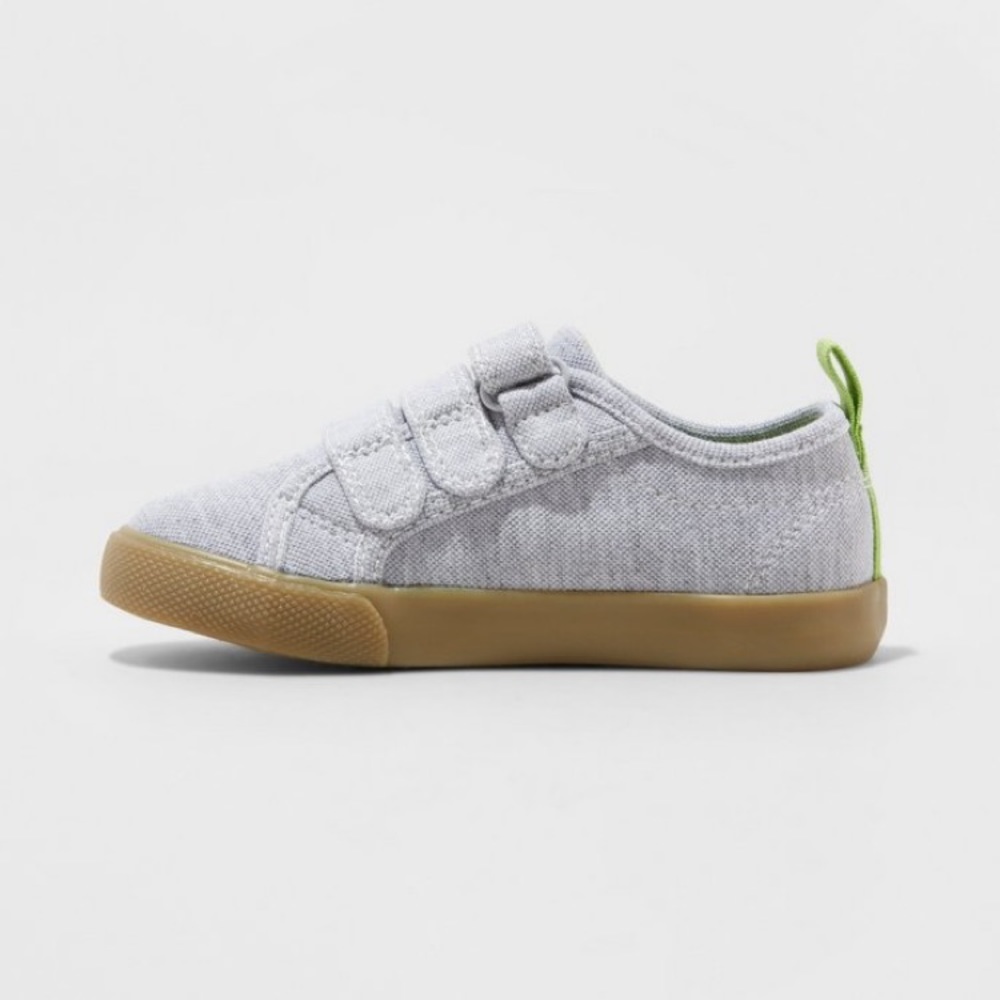 Boys Velcro Sneaker Toddler Gray & Lime Green Shoe - Picture 2 of 4